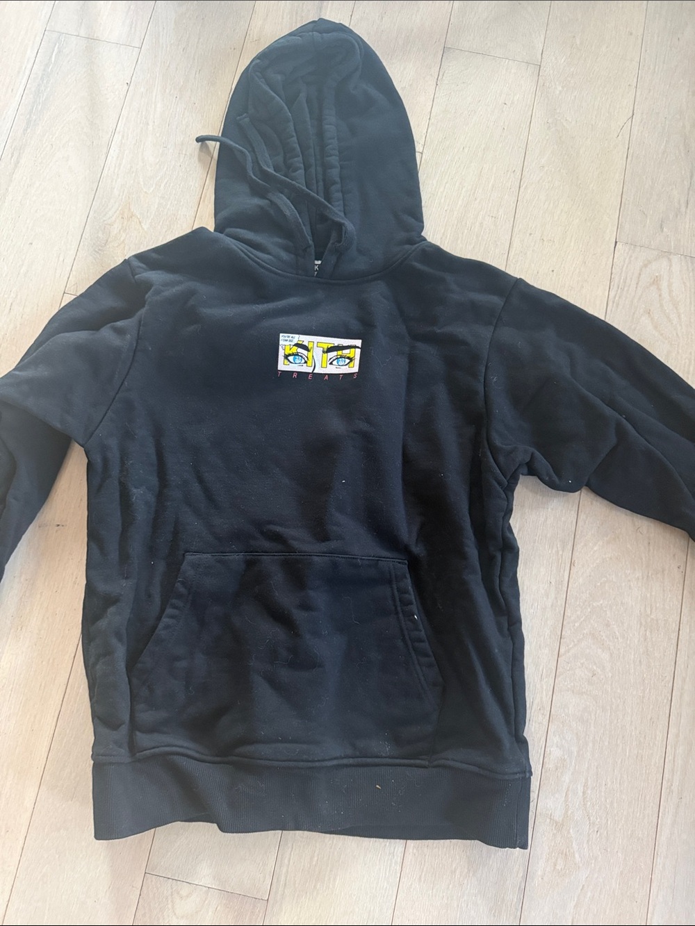 Black Hoodie with Small Graphic Patch